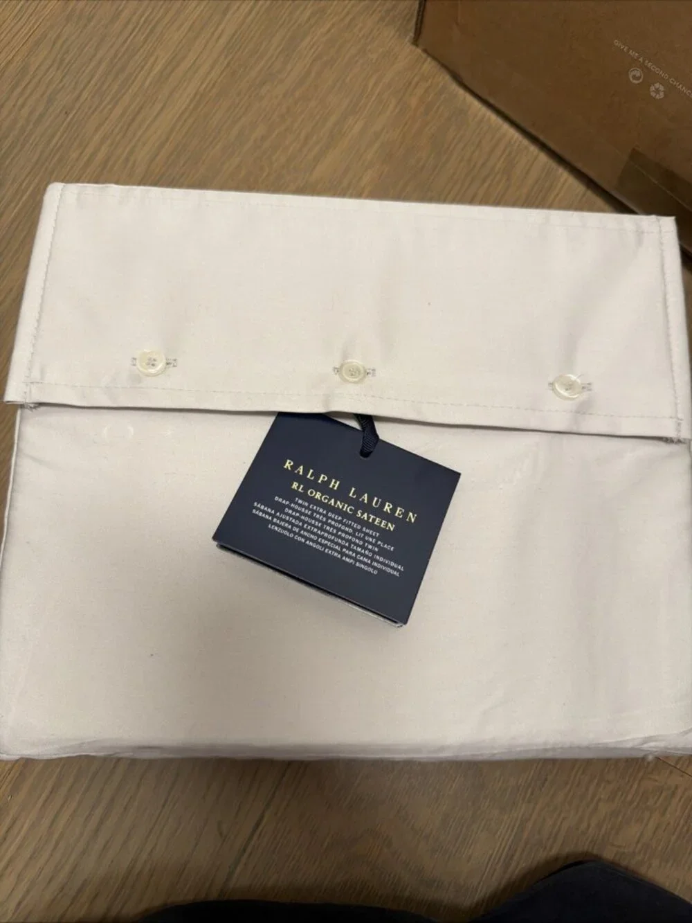 ralph lauren platinum Light Gray twin fitted sheet organic sateen New!
